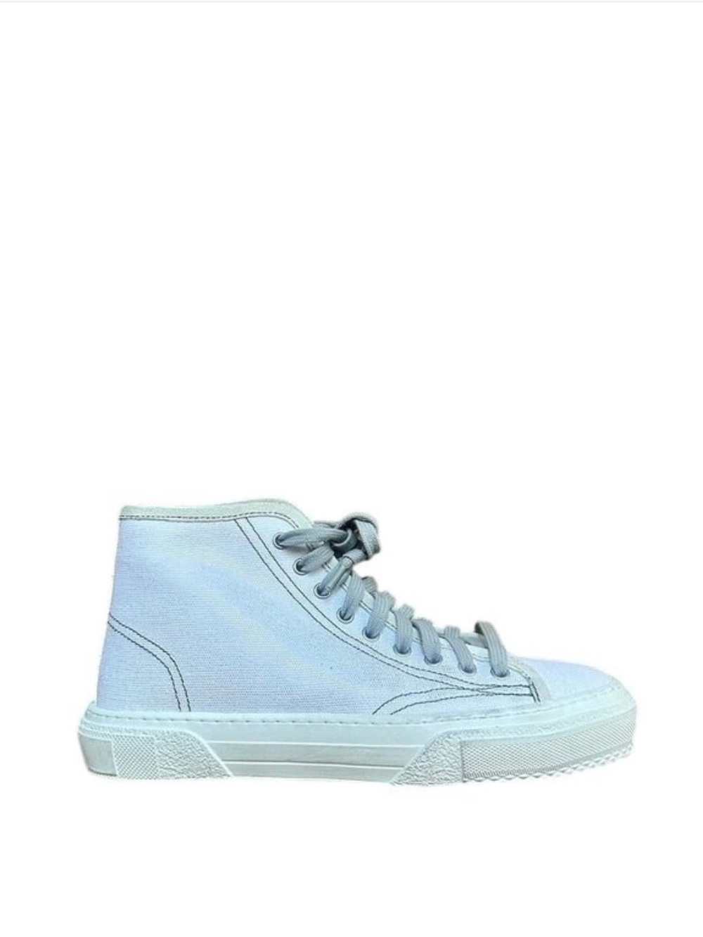 P448 Metallic Canvas High-Top Sneakers in White & Snakeskin 39